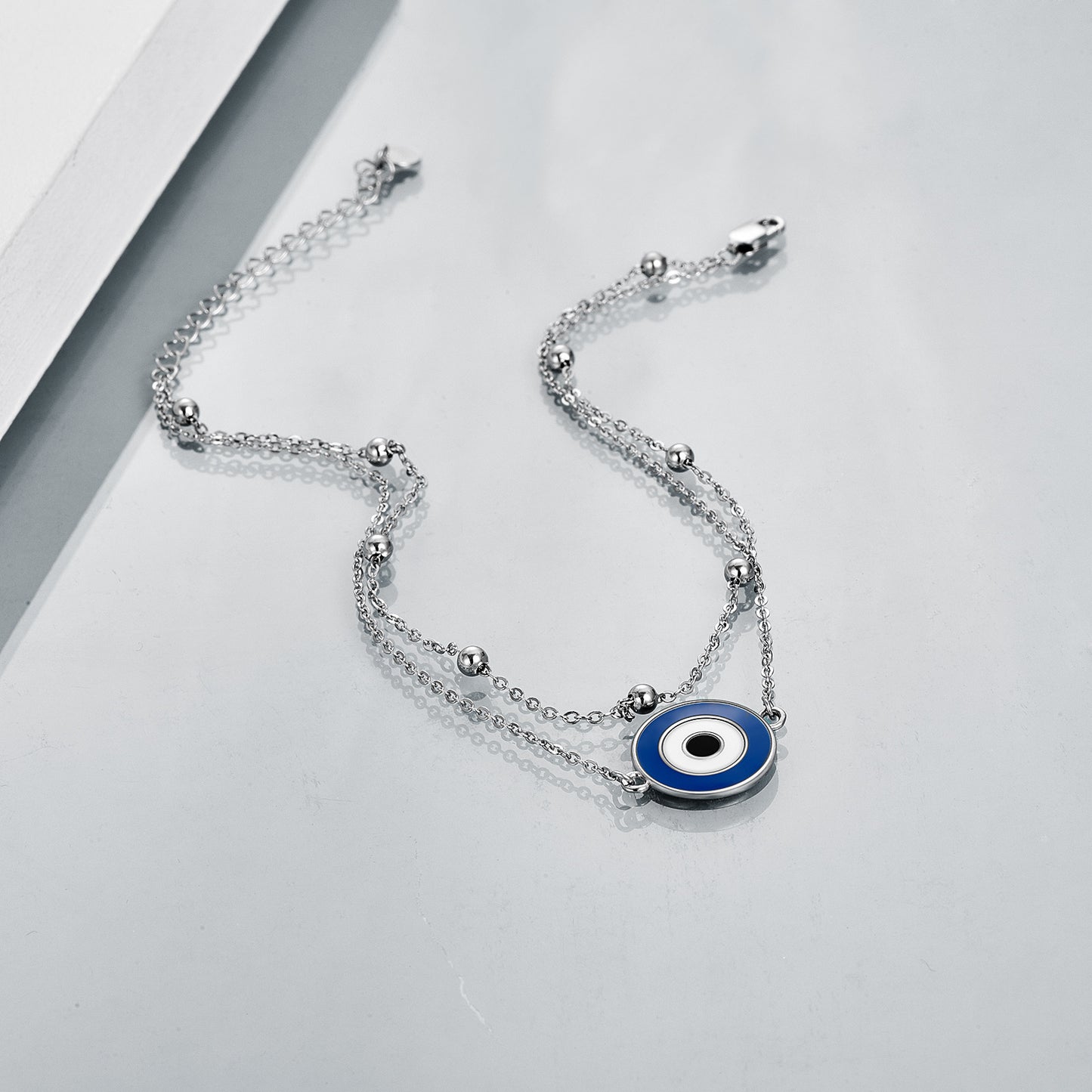 925 Sterling Silver Round Evil Eye Anklet For Women Girls