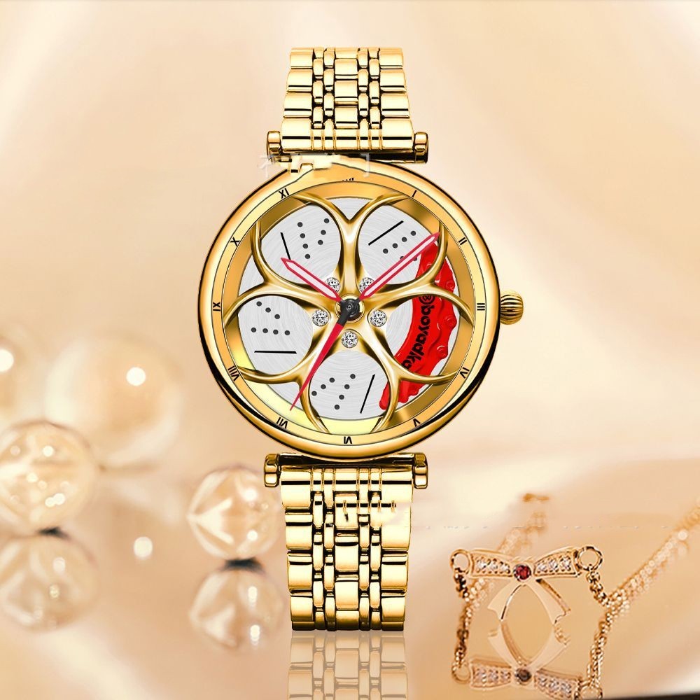 Women's Rotatable Car Wheel Luminous Quartz Watch