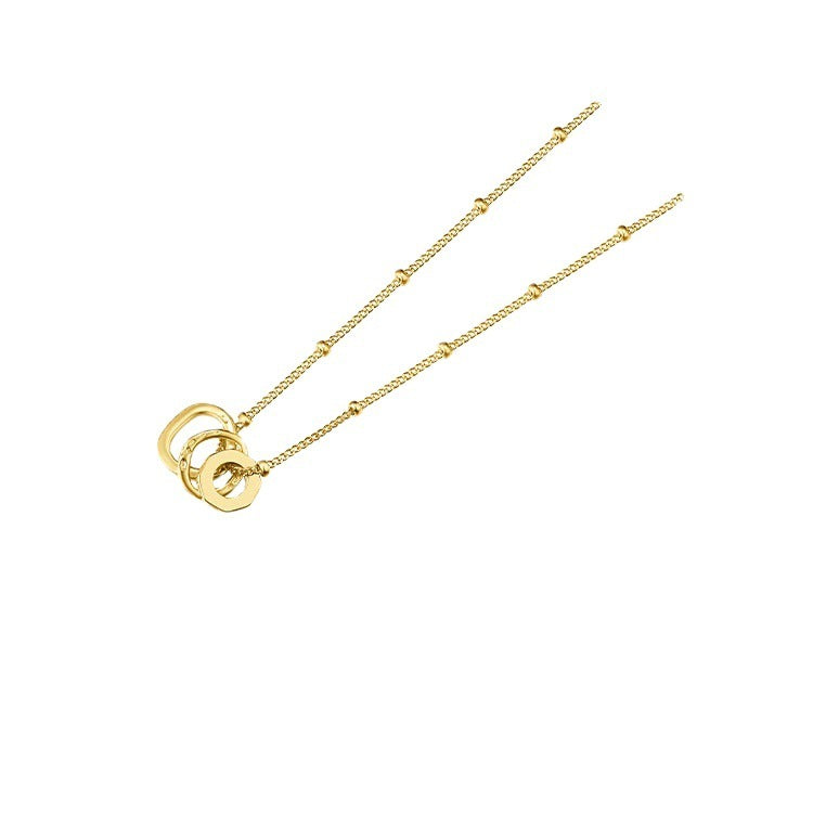 Gold Three-ring Necklace For Your Girlfriend's Birthday