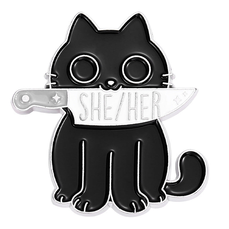 Alloy Letters Series Brooches Cartoon Black Cat