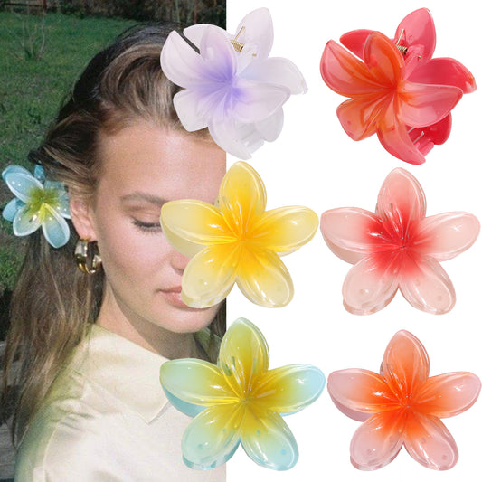 Muweordy Plumeria Hair Clips Flower Hair Clip Trendy Hair Claw Clip Popular Hair Catch Korean Hair Accessories For Women