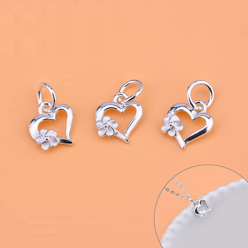 S925 Sterling Silver Refreshing Flower Heart-shaped Pendant Hand-knitted Accessory Diy Accessories Material