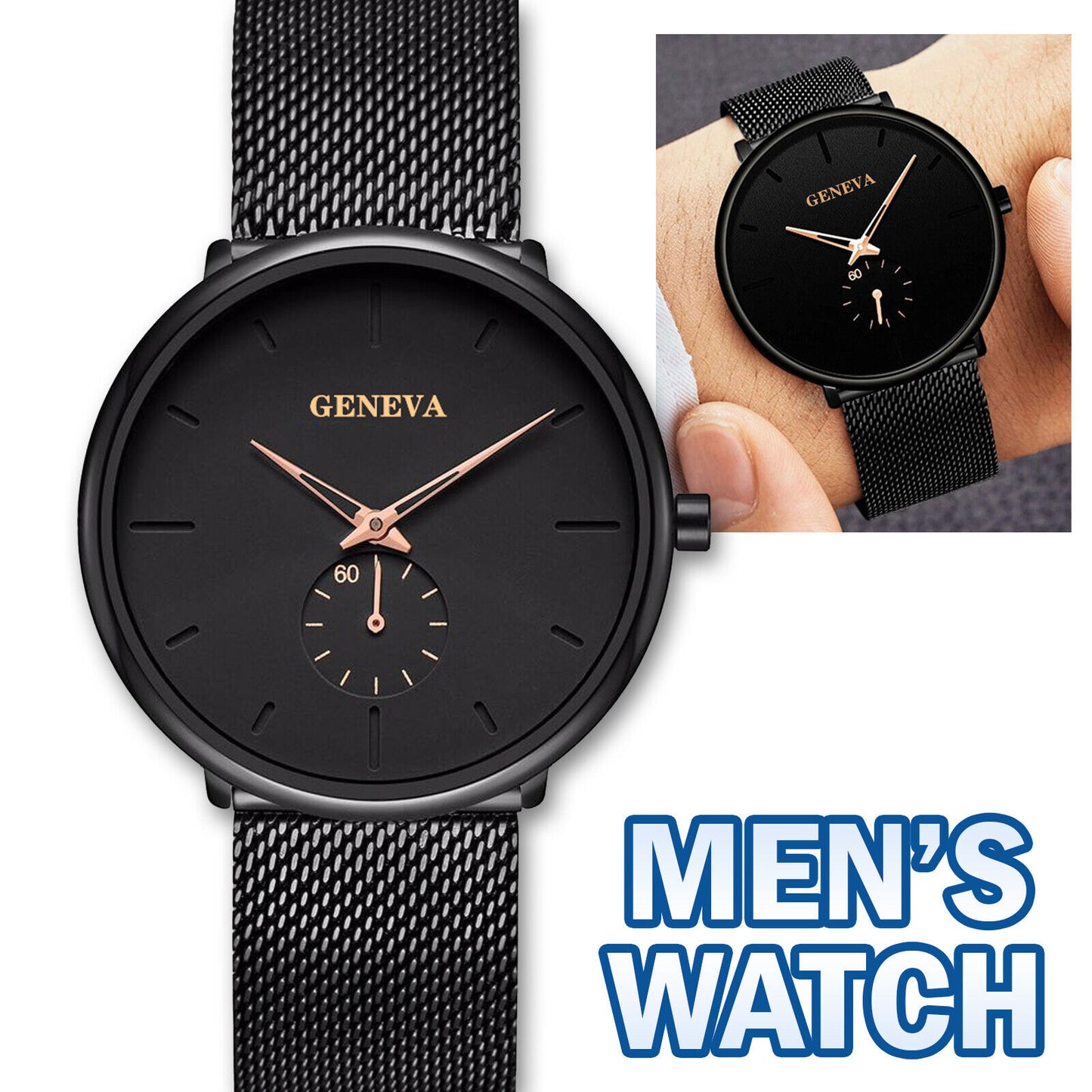 Luxury Men's Quartz Watch Business Stainless Steel Analog Ultra Thin Waterproof