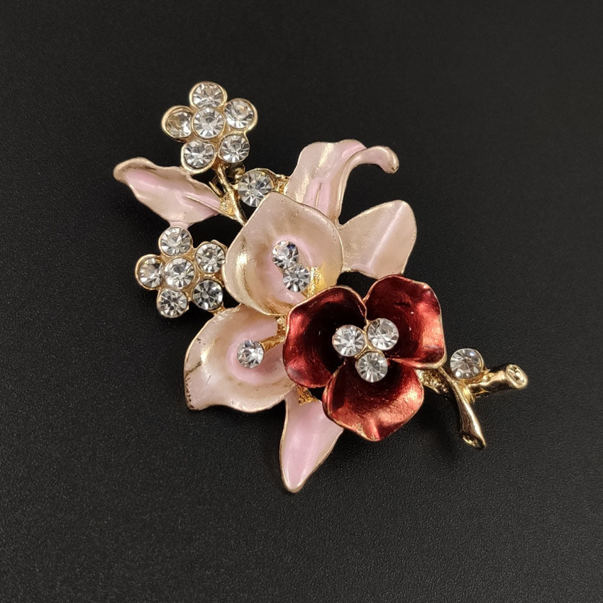 Diamond Flower Corsage Brooch Handmade Oil Drip Brooch Collar Pin