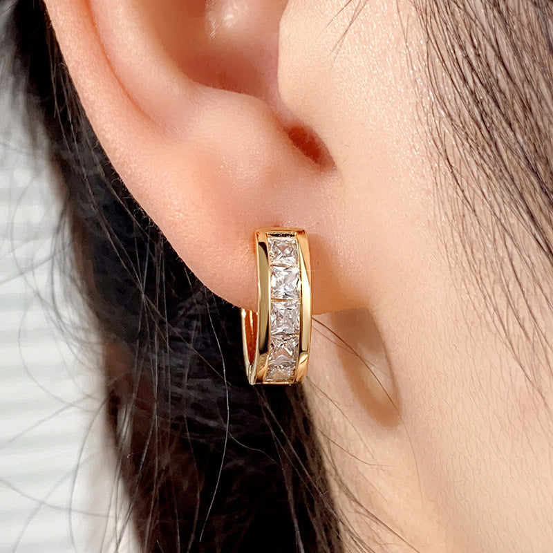 White Gold Plated 15mm Hoop Crystal Earrings with Swarovski Crystals