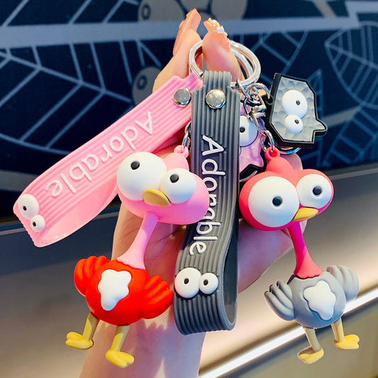 Big Eyes Ostrich Doll Cartoon Car Keychain
