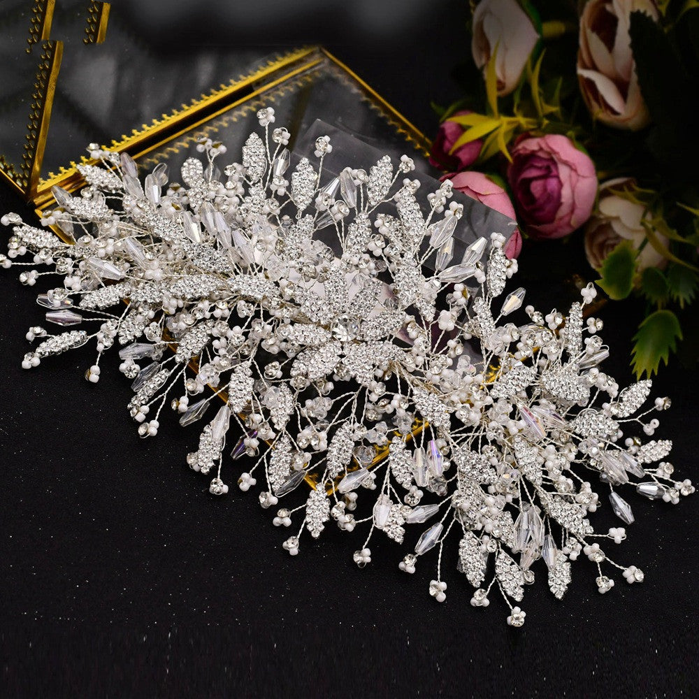 Rhinestone Leaf Handmade Headband Bridal Wedding Headdress