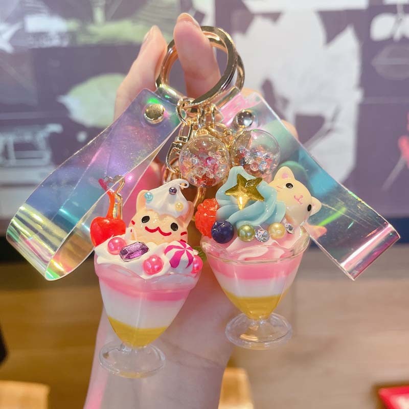 New Creative Animal Ice Cream Keychain Pendant