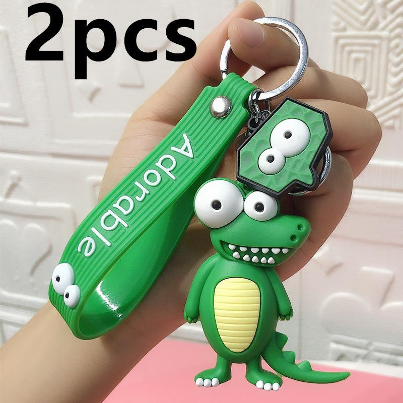 Funny Ugly Cute Eye-Eyed Elephant Keychain Cute Cartoon Epoxy Eye-Eyed Cow Car Key Chain Ring Bag Pendant