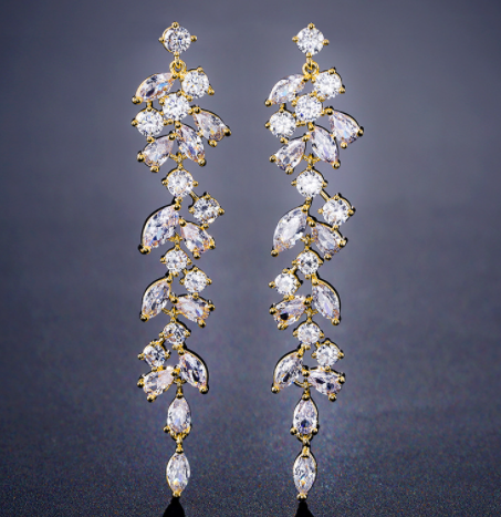 Creative Temperament Popular Style Inlaid AAA Zircon Long Earrings