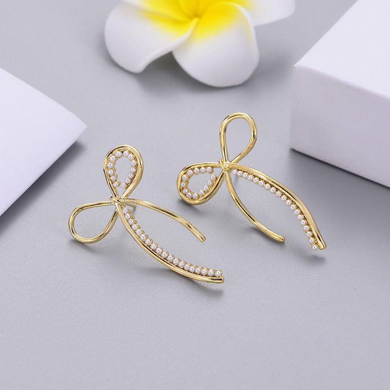 Earrings Simple Temperament Inlaid Pearl Ear Hook Earrings