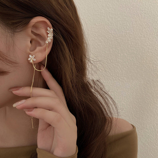 Style Zircon Tassel Earrings Personality Cold Wind Ear Bone Female