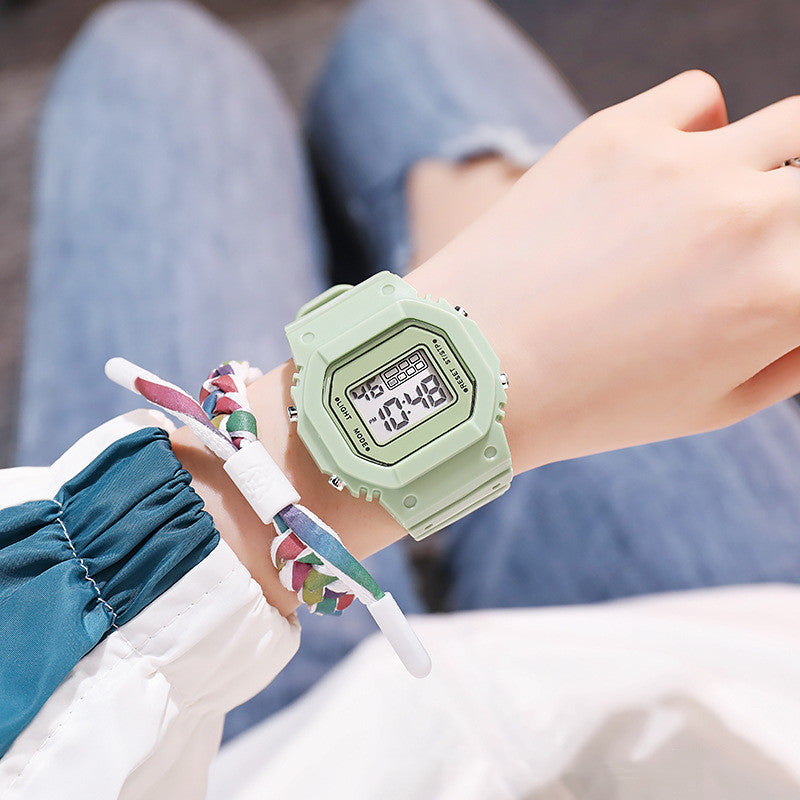 Matcha Green Small Square Korean Simple Mori College Style Sports Student Electronic Watch