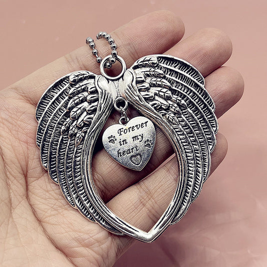 Forever In My Heart Pet Commemorative Wings Car Rearview Mirror Christmas Tree Pendant