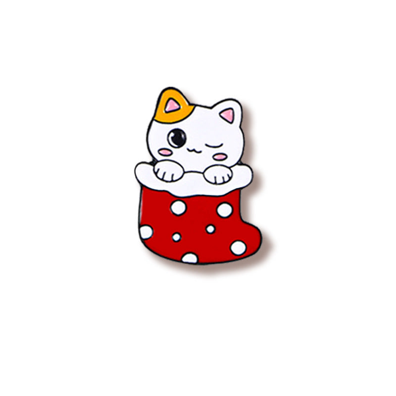 Christmas Brooch Original Cartoon Cat