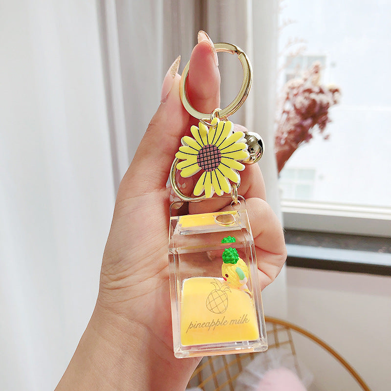 Cartoon Fruit Daisy Keychain Acrylic Bottle