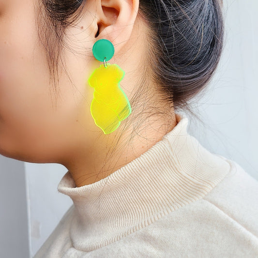 Woman Body Earrings Acrylic Jewelry Transparent Fluorescent Engraving