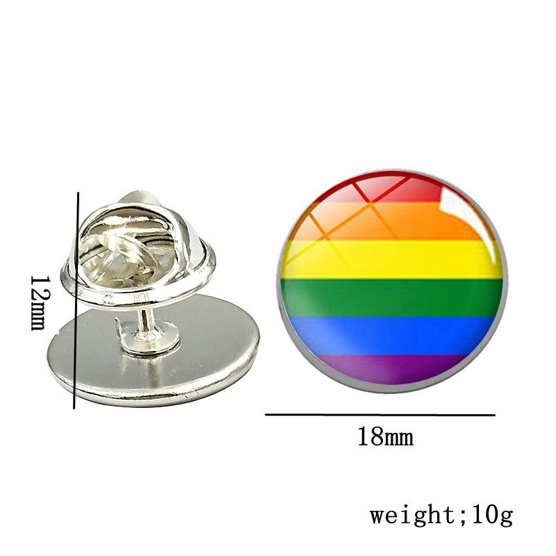 LGBT Pride Rainbow Glass Brooches Pins Lesbians Gays Bisexuals Transgender Round Badge Lapel Pin Jewelry