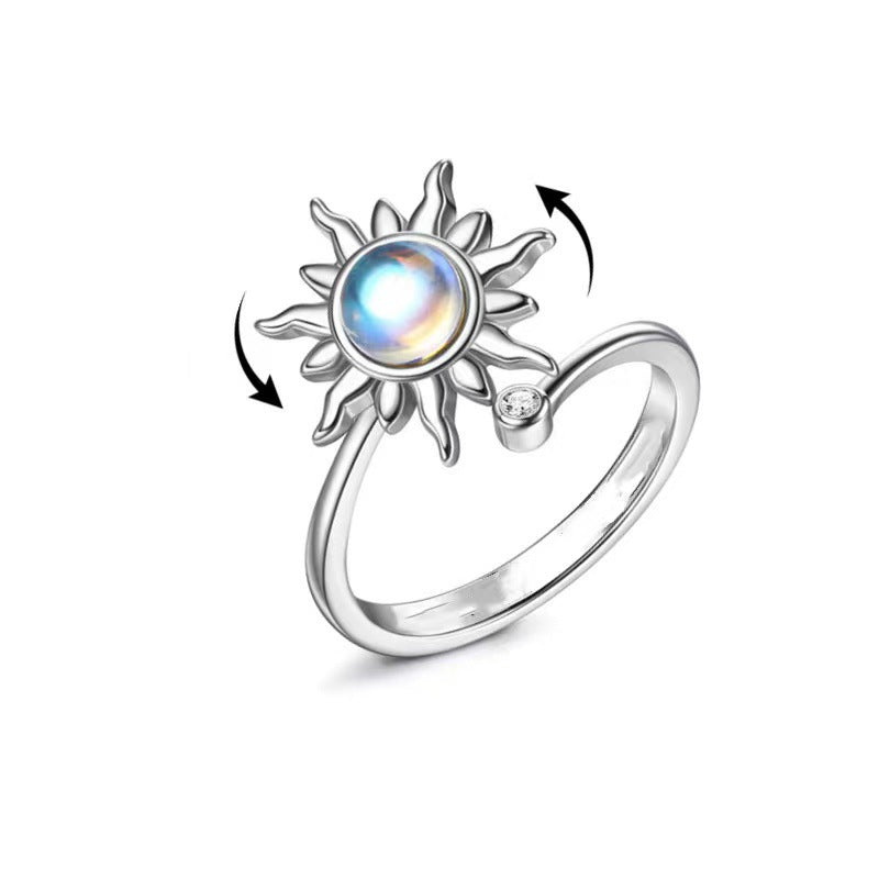 Rotating Sunflower Relief And Anti-Stress Ring Jewelry