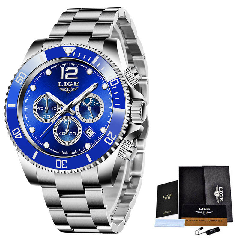 Quartz Watch Men's Sports Waterproof Watch Multi-function Chronograph