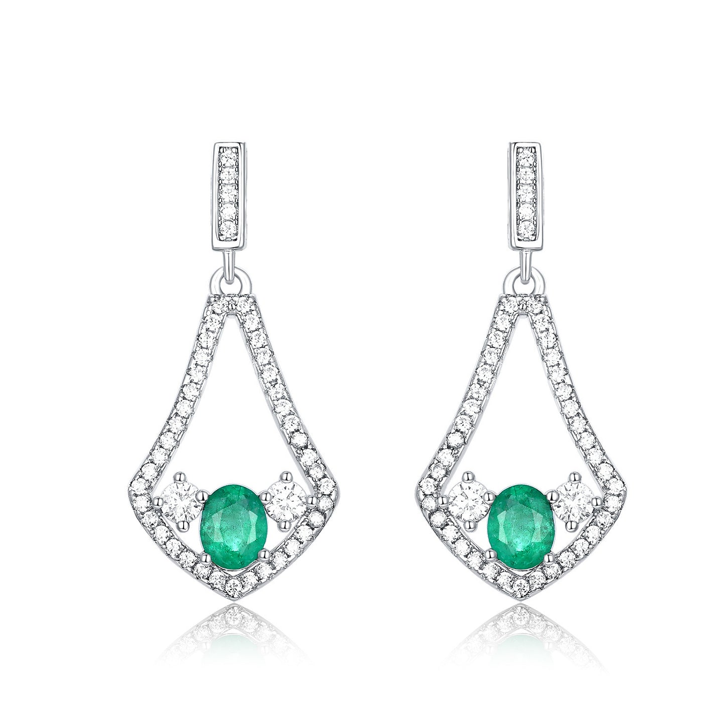 Natural Emerald Earrings For Female Korean Version High Quality Zirconium Earrings S925 Silver