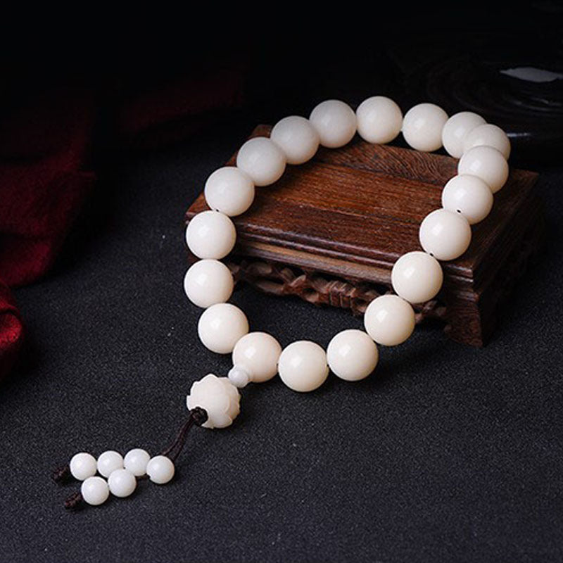 Natural White Jade Bodhi Root Round Beads Eighteen Hand-held Rosary String
