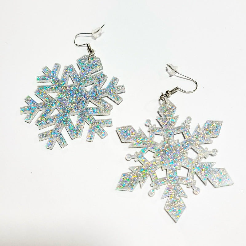 Christmas Silver Ear Hook Edelweiss Pendant Earrings