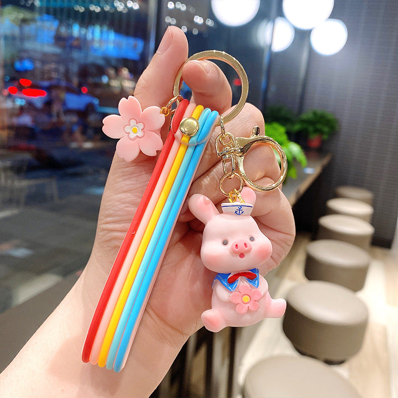 Cherry Blossom Pig Personality Creative Keychain