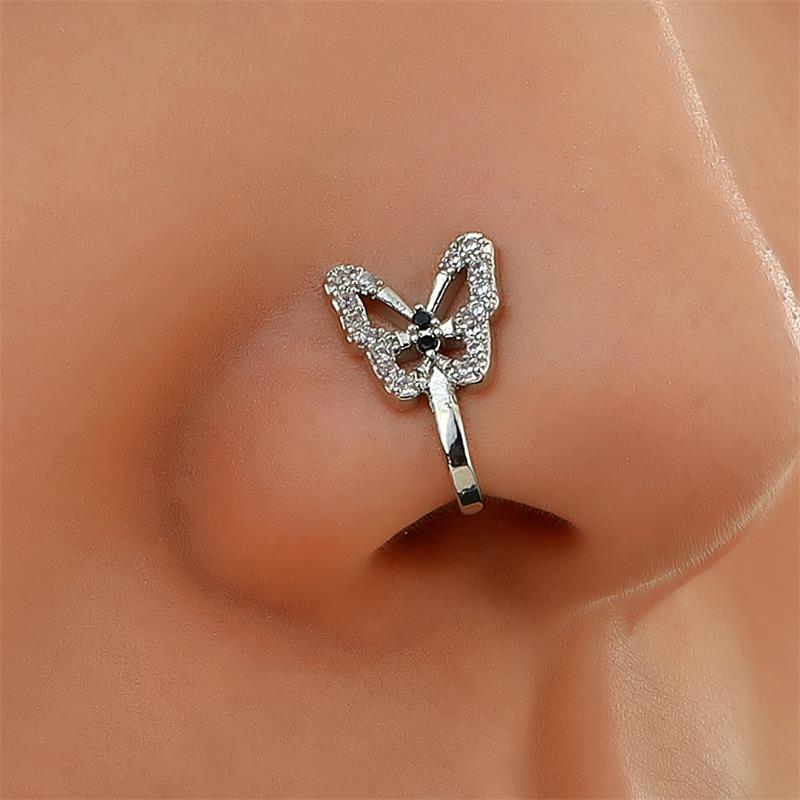 Personalized U-Shaped Diamond-Studded Butterfly European And American Non-Hole Nose Clip