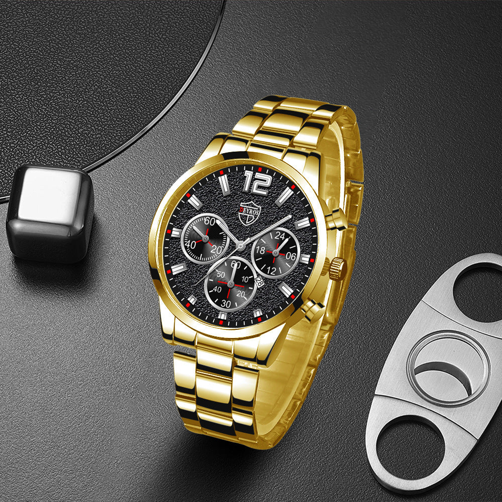 Men's Calendar Stainless Steel Casual Quartz Watch