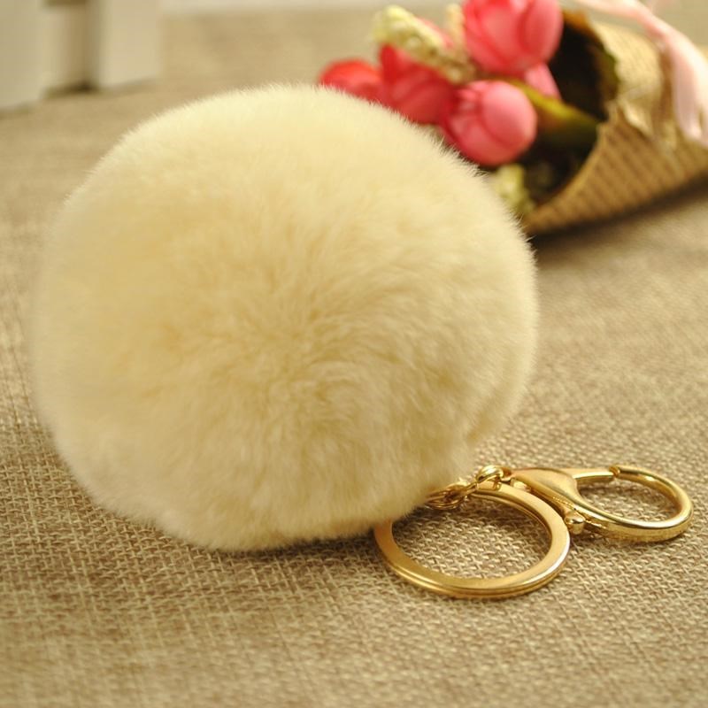 Cute Rex Rabbit Fur Ball Keychain