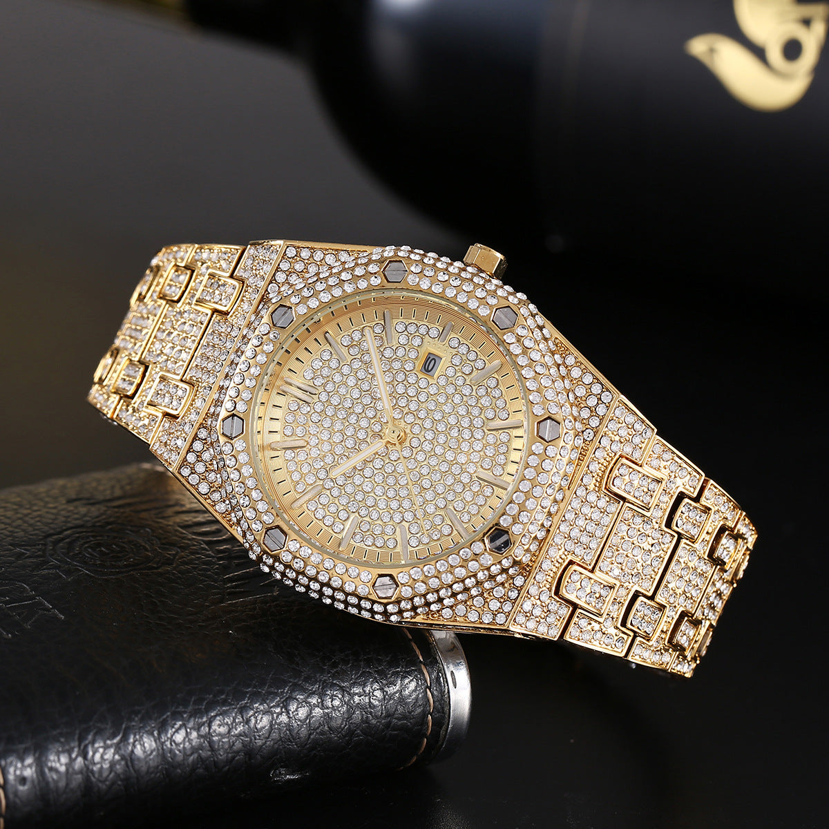 Fashion Rap Ice Hip Hop Full Diamond Large Dial Quartz Men's Watch