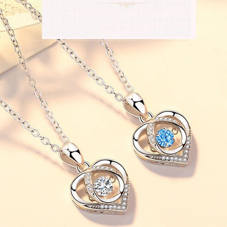 Beating Heart Necklace Women's Korean-style Elegant Smart Heart-shaped Collarbone Necklace Valentine's Day Gift Pendant