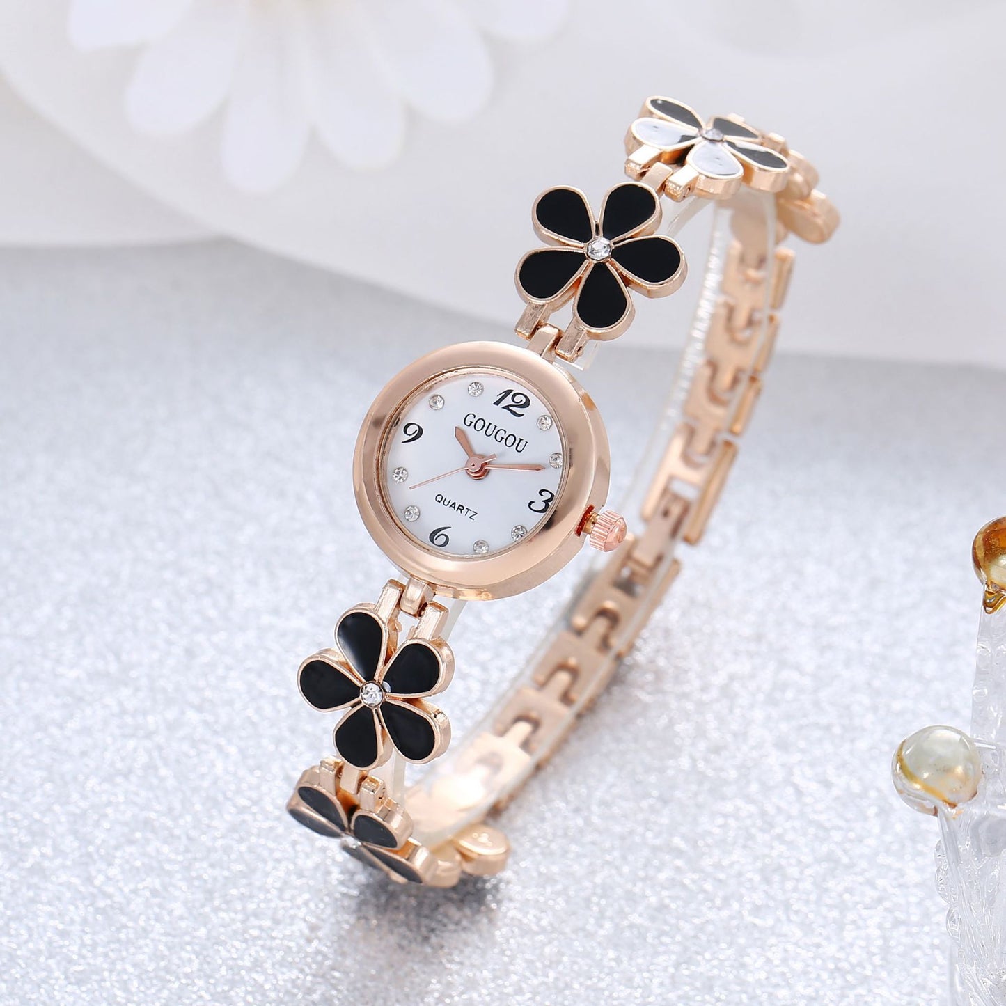 Floral Whisper Quartz Watch & Bracelet Set