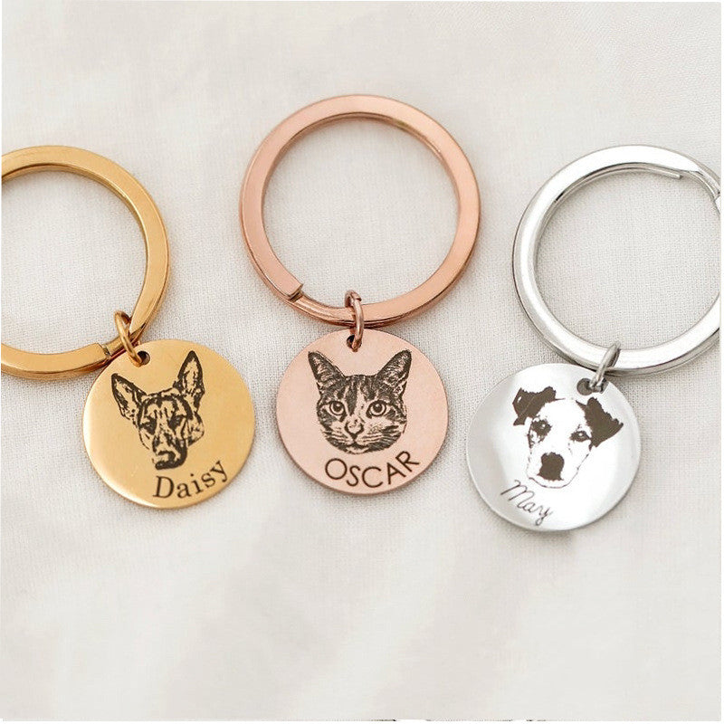 Pet Cat And Dog Photo Name Commemorative Bag Charm