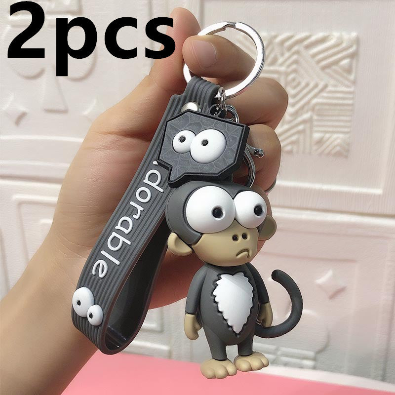 Funny Ugly Cute Eye-Eyed Elephant Keychain Cute Cartoon Epoxy Eye-Eyed Cow Car Key Chain Ring Bag Pendant