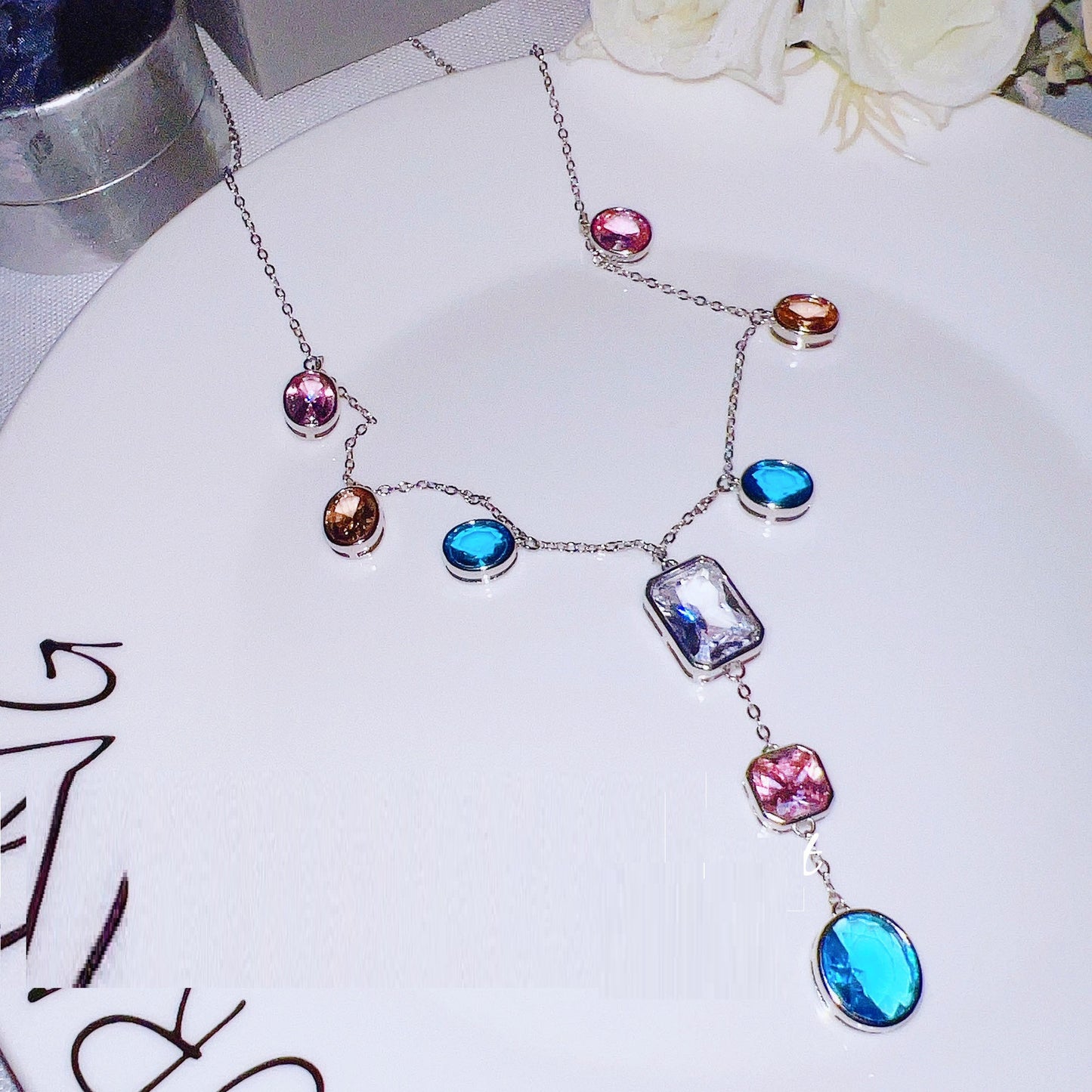 New Heavy Industry Fashion Colorful Gemstone Necklace