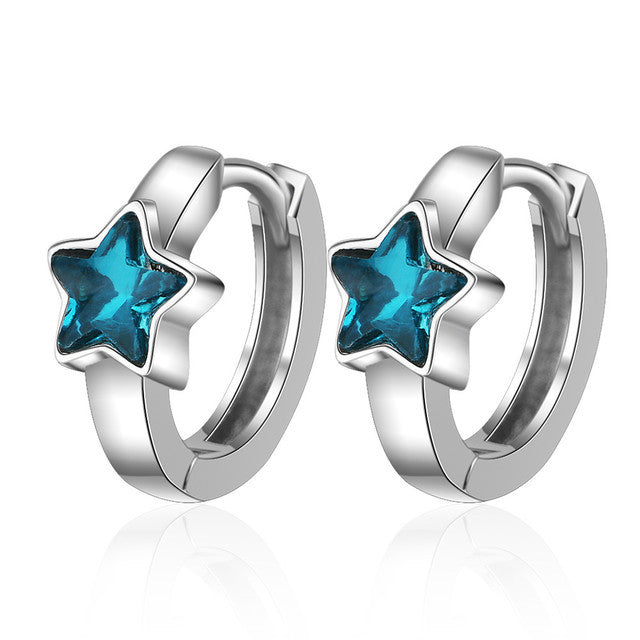 Blue Five-pointed Star Ear Buckle Clavicle Chain