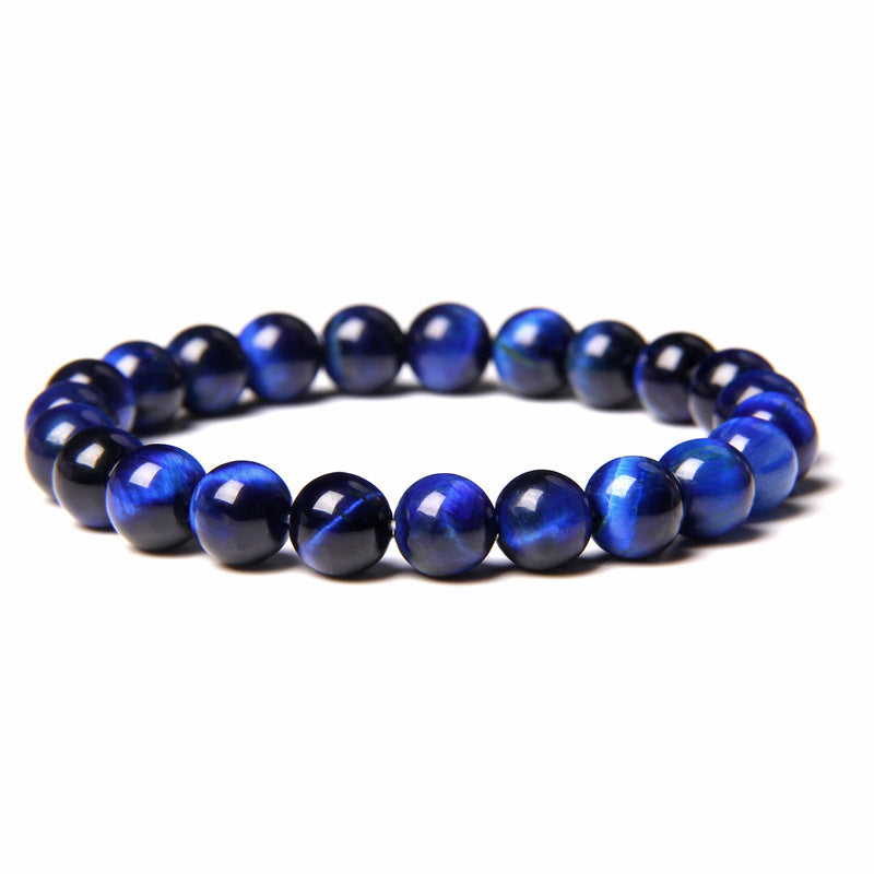 Of 8mm Semi-precious Stone Blue Tiger Stone Handmade Jewelry Couple Bracelet