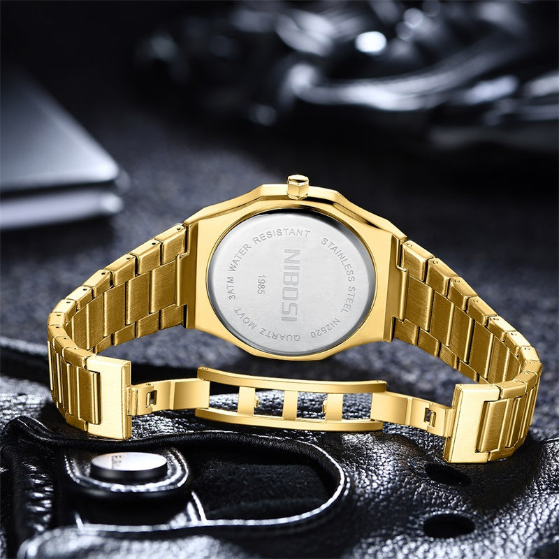 Diamond Gold Men's Watch Student Quartz