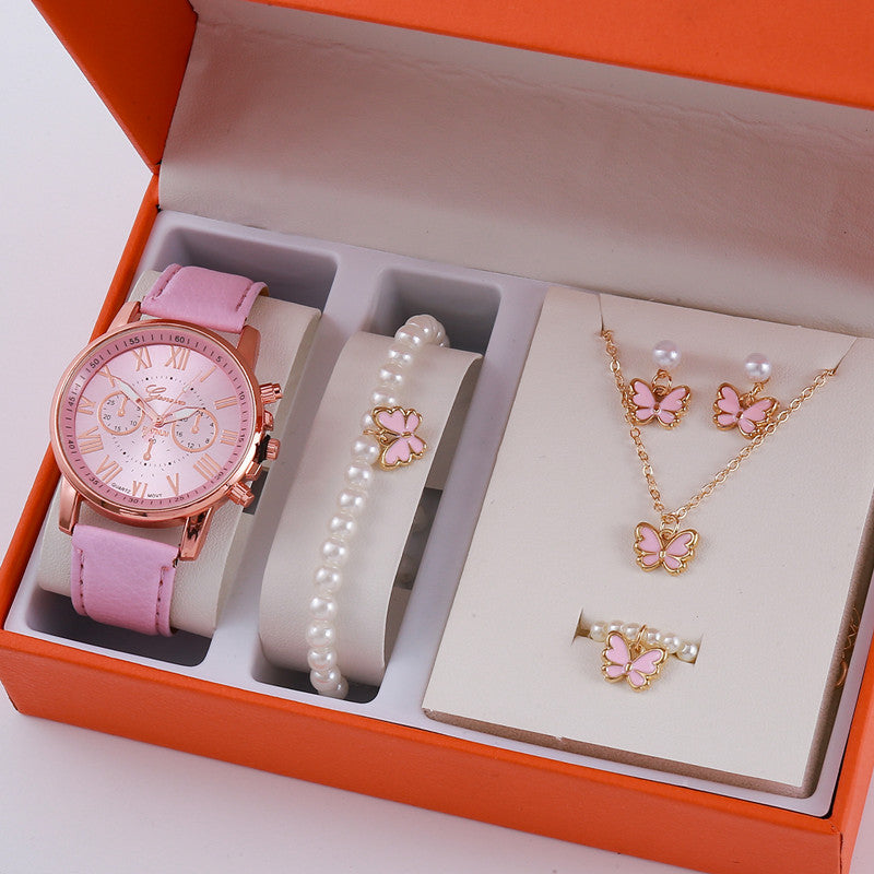 Chic Graduated Belt Watch & Jewelry Set