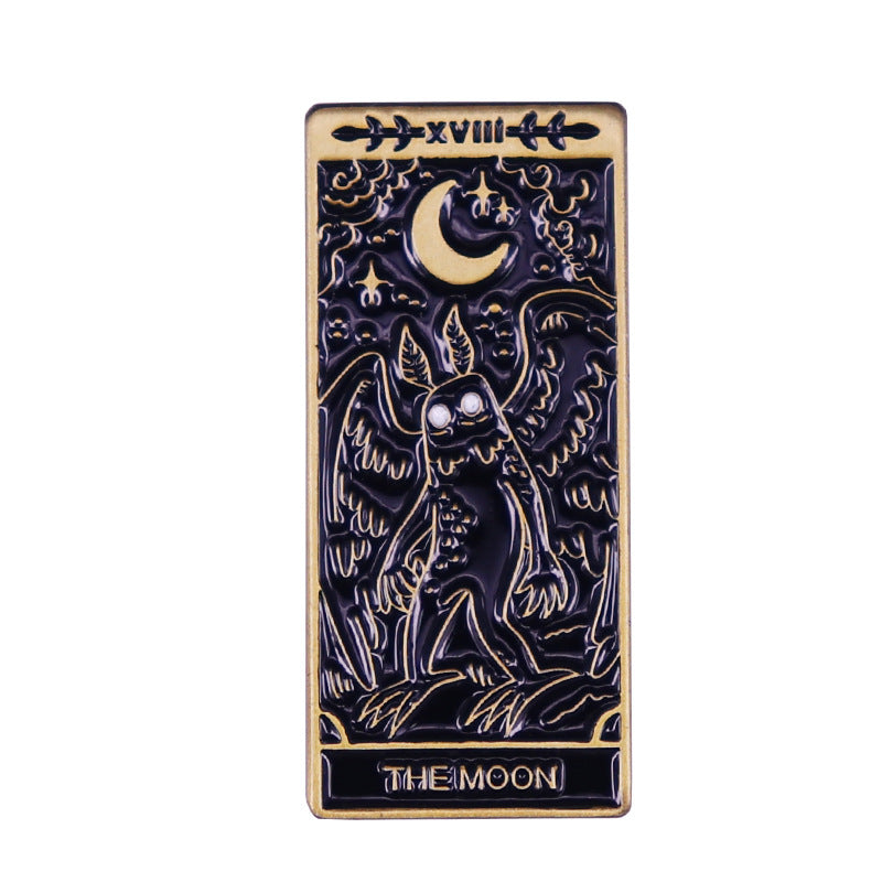 Fashionable Copper Mothman And Moon Tarot Brooch