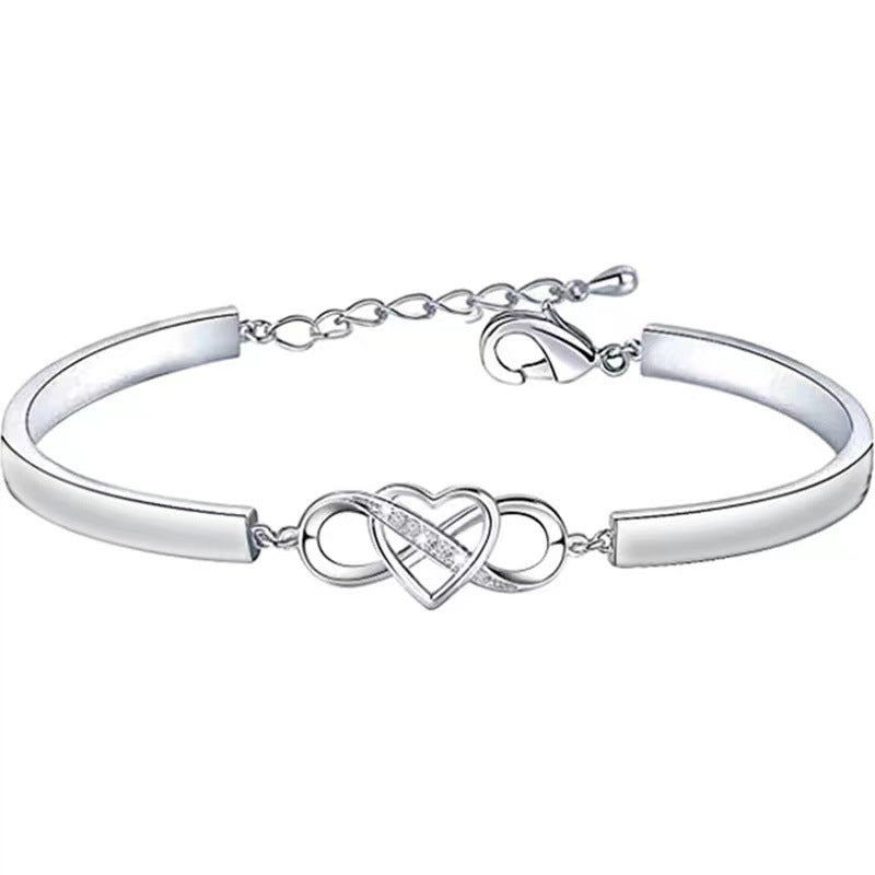 Infinity Heart Bracelet Bangle Crystal Love Forever Symbol Charm Bracelets