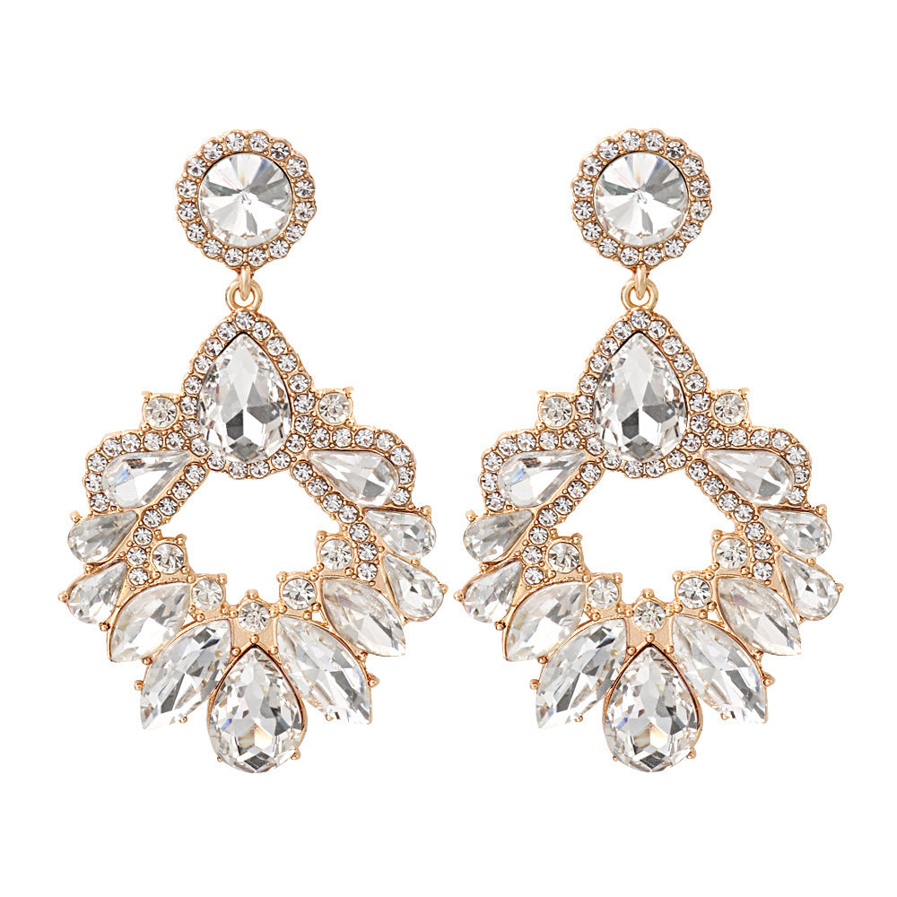 Fashion Geometry Pattern Modeling Rhinestone Earrings