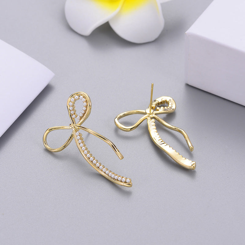 Earrings Simple Temperament Inlaid Pearl Ear Hook Earrings