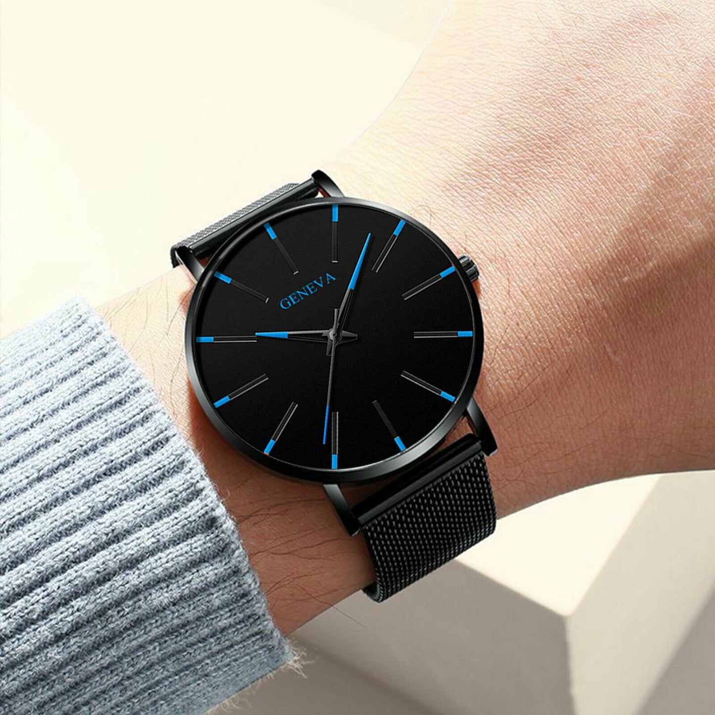 Luxury Men's Quartz Watch Stainless Steel Analog Ultra Thin Waterproof Business