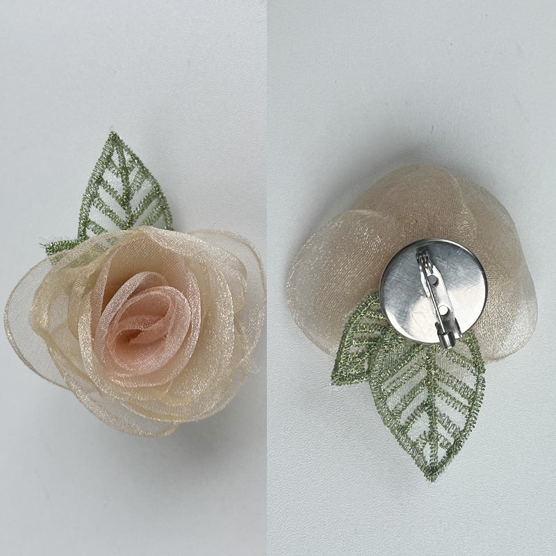 Pearly Gauze Petal Rose Brooch