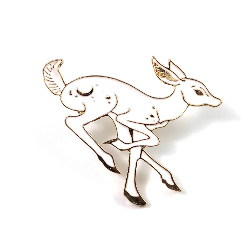 Animal Brooch Black And White Deer Brooch