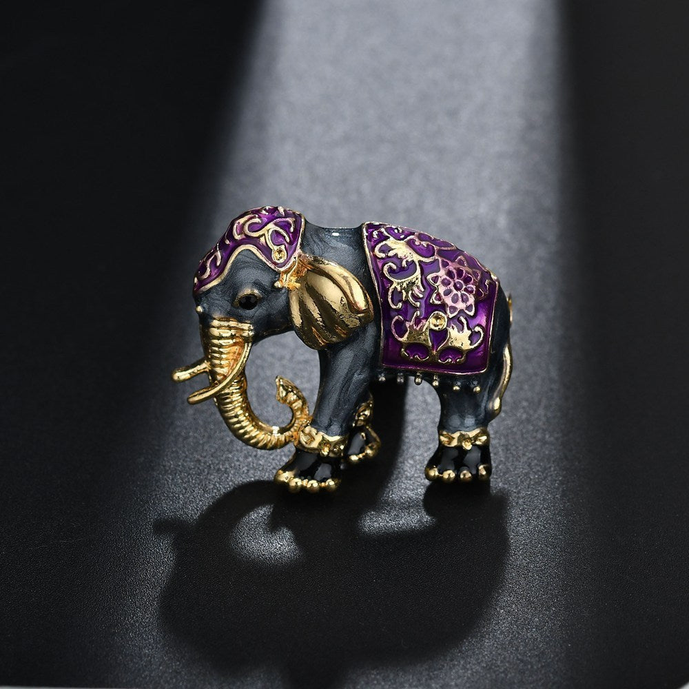 Drip Oil Vintage Enamel Elephant Brooch Accessories