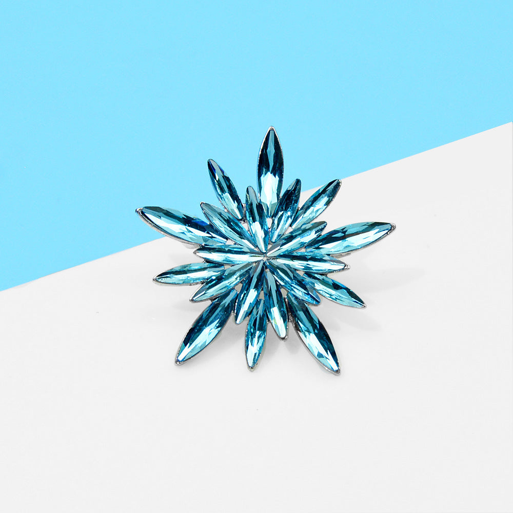 Christmas Blue Snowflake Brooch Pin